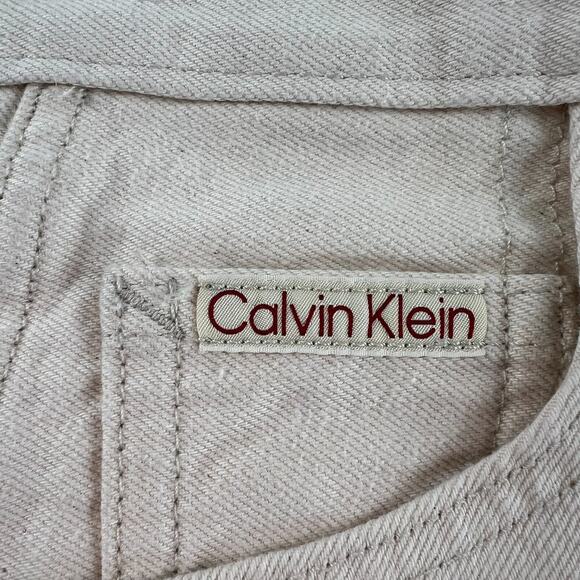 Calvin Klein Women Cropped Wide Leg Zip Fly Mid Rise Jeans Beige Size 26 - Picture 7 of 16